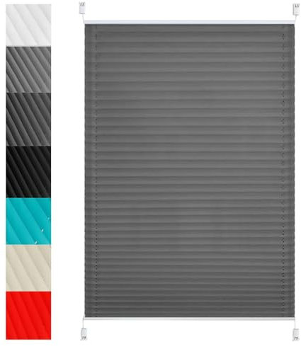 Plissee nach maß ohne Bohren 35 x 110 cm Sichtschutz und Blickdicht Easyfix Easyfix Rollo Fertifplissee Inkl. Aller Montage-Teile für Fenster & Tür, Dunkelgrau