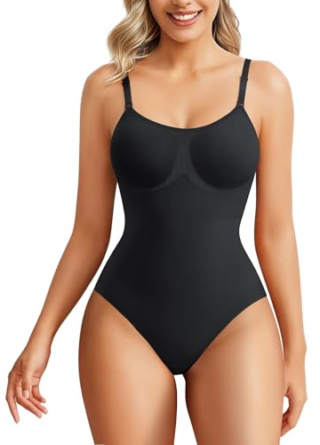 Junlan Women Shapewear Bodysuit Tummy Control Full Body Shaper Seamless Waist Trainer Vest Butt Lifter Leotard Tops (Black,L)