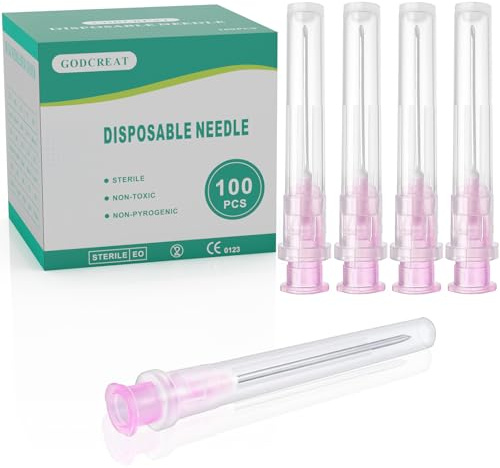 18Ga 1.5 Inch /38mm Needles Disposable with Cap for Lab Supplies, Plant, Poultry and Industrial 100 Pack Individually Packed