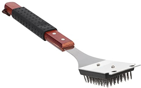 BESPORTBLE Brosse à Barbecue Longue Antidérapante en Bois pour Nettoyage Extérieur, Accessoire Gril Léger Compact, Brosse Nettoyante pour Grille Barbecue Polyvalente