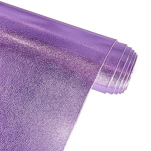 Oneart Metalliskt mjukt fusklädertyg, lammskinn, syntetiskt konstläder för handväska, hårband, 32 x 135 cm – lavendel
