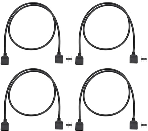 VGOL 4Pcs 3Pin RGB Female to Female Shunt Cable 50cm Length Interface Extension Cable 5V Compatible with 5050 3528 RGB Strip Lights or RGB Fan, Computer Components