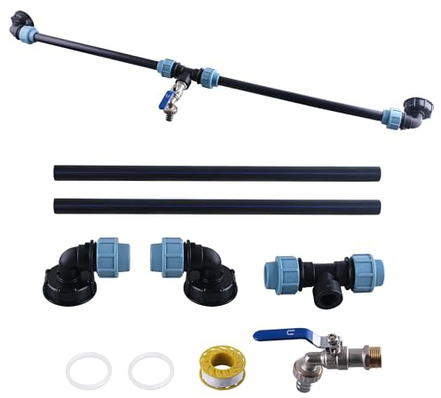 SUKITMISO IBC, set di collegamento per serbatoi di acqua piovana IBC con collo di cigno 3/4, connettore serbatoio IBC, per 2 serbatoi di acqua piovana barili di pioggia