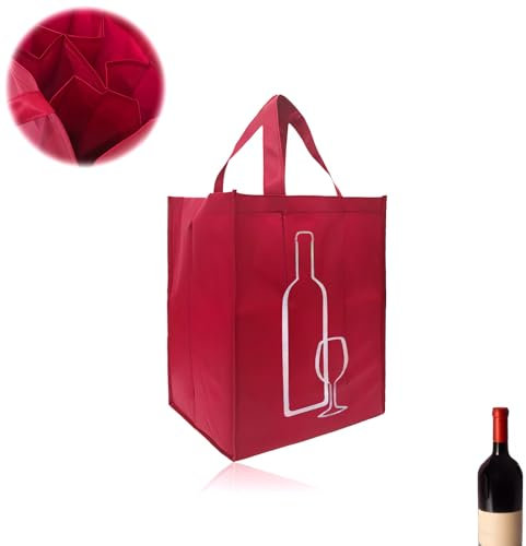 JCUGSBS Bottlebag, borsa con divisori per bottiglie, borsa per la spesa con 6 scomparti portabottiglie, borsa con scomparto per bottiglie, Nero, Beauty case
