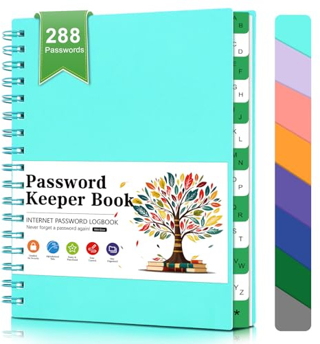 BLESWIN Passwortbuch Alphabetisch mit Registerkarten, Kleines Passwortbuch für Senioren, Kleines Passwortbuch im Taschenformat, Mini-Passwort-Journal für Internet-Website-Adresse im Detail, Hellgrün