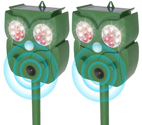 Katzenschreck Ultraschall 2 Stück, Katzenschreck für Garten, Wasserdicht IP65, 5 Vertreibungsmodi, zur Vertreibung von streunenden Katzen, Tauben und Anderen Tieren