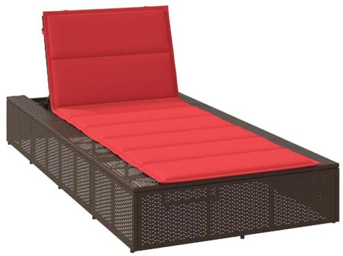 vidaXL Sonnenliege mit schwebender Auflage Braun Poly Rattan, Sonnenbett, Gartenliege, Lounge Bett, Tagesbett, Chaiselongue, Poly Rattan Sonnenliege