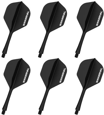 WayArrival Black Integrierte Dart Flights und Schäfte, 3PCS / 6PCS PP Material 2BA geformte Flights mit Stielen, langlebiges und leichtes Design für verbesserte Leistung (6)