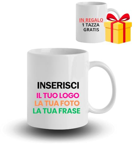 G.S.T. Design TAZZA PERSONALIZZATA + 1 in regalo! Unica e originale con la tua foto, immagine, testo o dedica. Perfetta per casa, ufficio o come idea regalo, speciale per ogni occasione