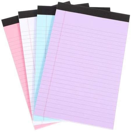 FUNOMOCYA Farbige Notizblöcke mit Angenehmer Schreibleistung im Legal Format 4 Stück Linierte Entwurfsblöcke aus Papier Zufällige Farbe für Büro Schule und Abschlussfest