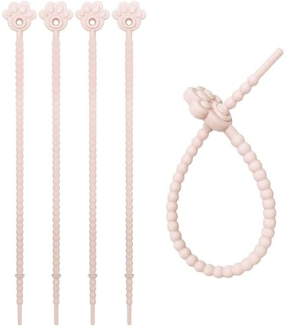 LUOFENG Bridas de silicona, 5 bridas de silicona reutilizables para cables, corbata de pan, clips de sellado de bolsa, correas elásticas para oficina en casa
