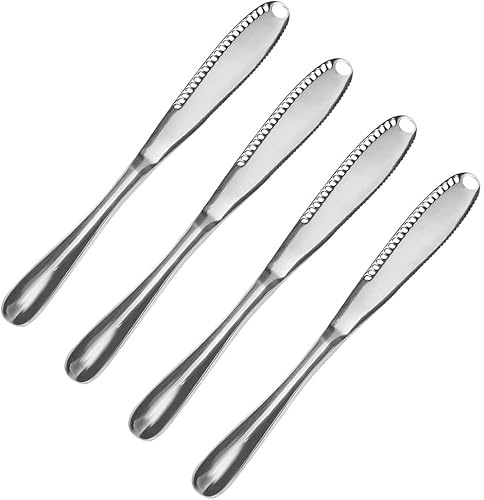 4pcs Stainless Steel Butter Spreader Knife-3 in 1 Multi-Function Butter Curler-with Serrated Edge-for Butter Cheese Jams Jell