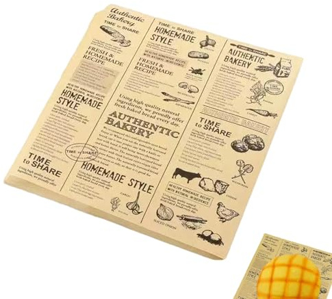 DEFGNOP 100 Feuilles Papier Cuisson,Papier Emballage Alimentaire, Papier D'Emballage Frites, Style Journal Vintage, Étanche et Résistant à l'huile, pour Sandwich Hamburger Frites Pizza (22x22cm)