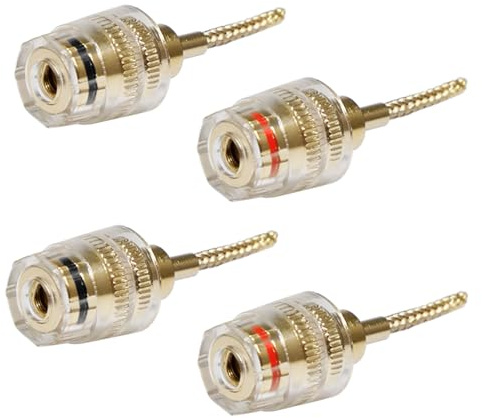 Sixfolo 4 Piezas Conector Banana de Audio Conector Banana Flexible Rojo y Negro Conectors banana Hembra de 4mm a conector de Clavija de 2mm para Amplificadores Altavoces y Equipos de Audio