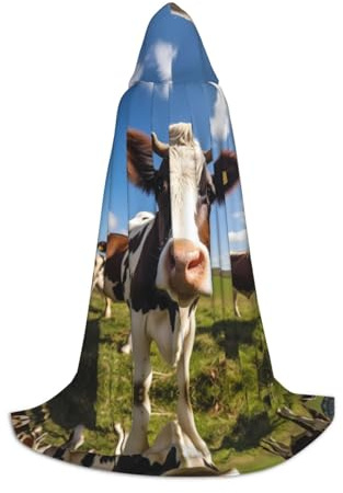 WZYCWB Capa con capucha estampada L de vaca lechera, perfecta para magos y disfraces de juego de rol (S-L)
