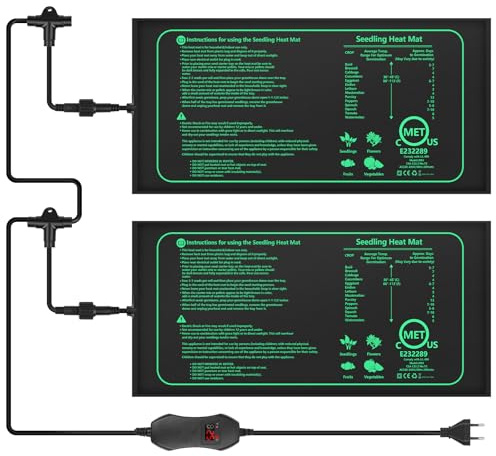 Apritsce Heizmatte Pflanzen mit Thermostat, Zimmergewächshaus Wärmematte 30 Watt, 2 Heizmatten mit 1 Controller, Eins-zu-viele-Steuerung, Seedling Heat Mat für SäMling Germination Pflanzen Wachstum