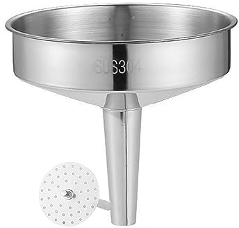 TGDGFKIAS Imbuto in acciaio inossidabile, Cucina con colino in metallo for uso alimentare for olio da cucina e liquido di trasmissione, polvere(23 * 19cm)