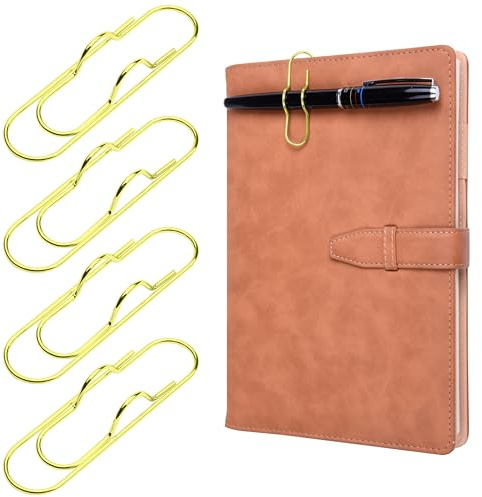 Wisdompro Pennklämma, 12-pack rostfritt stål pennhållare för anteckningsbok, böcker, böcker, journal, urklipp, papper etc. - Guld