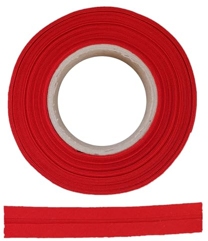 ME:NaMa Schrägband aus 100% Baumwolle - 10 m x 20 mm (gefalzt) - Hochwertiges Einfassband, Baumwollband, Schrägband - Ideal zum DIY-Nähen - In Belgien hergestellt, auf einer Rolle (Dunkelrot)