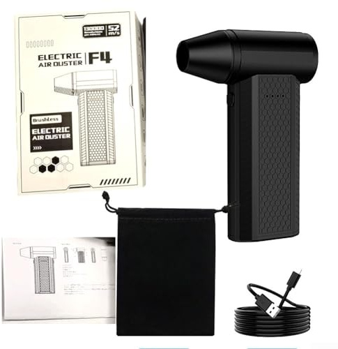 Turbo de aire sin escobillas de mano con motor eléctrico de 180 W, ventilador USB para limpieza electrónica, soplador recargable de 4 velocidades, mini soplador (negro)