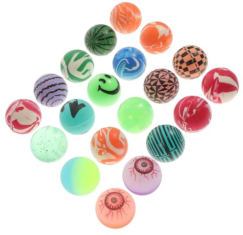 NIYANGLE Balones Saltarinas de 32 Mm, Bola de Rebote Elástica, Material Suave Olor, Colores Aleatorios, Juguete para Niños, Adecuado para Juegos y Fiestas Color Aleatorio Estilo Aleatorio