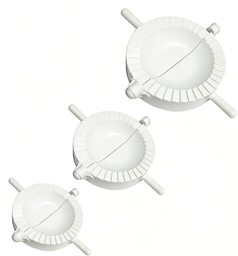 3 Pcs Dumpling Maker Mould, Manual Pastry Press for Ravioli Pierogi Wonton | Complete Set, Non-Slip Handles, Grooved Seal Edge, Non-Stick Surface, Quick Rinse Clean for Empanada Samosa Pot Stickers