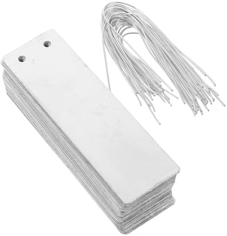 BAZEITFLOW Etichette per Piante in Alluminio 40 Pezzi con Picchetti Appuntiti, Targhette Metalliche Riutilizzabili per Giardinaggio da Esterno, Marcatori Resistenti per Piante da