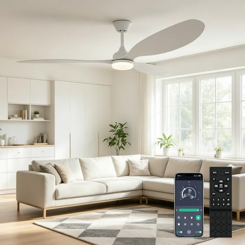 YrgePowk 130CM Ventilatore da Soffitto con Luce, LED Fan Plafoniera con Telecomando 6 Velocità Reversibile, Dimmerabile, Timer