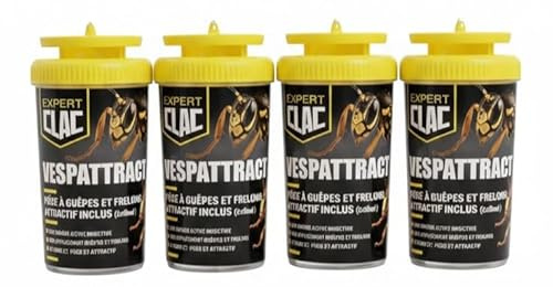CLAC Piège à Guêpes et Frelons – Adapté Capture Frelon Asiatique – sans Insecticide – Lot de 4 – Réutilisable – Action Durable pour Jardin, Terrasse et Balcon