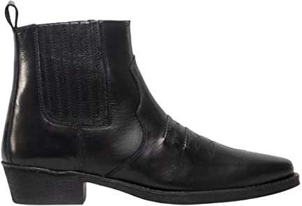 Gringos Jones Cuir Bottines Bottes Cowboy Délavé Noir - Noir, 8 UK