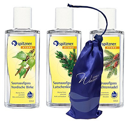 Infusion pour sauna Senteur de la forêt - Balade en forêt : Aiguilles d’épicéa, Pin de montagne, Bouleau nordique (3x190 ml) de Spitzner avec un échantillon gratuit