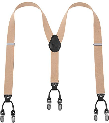 Lafayon Hosenträger Herren mit 6 Clips, Y-Back 3,5 cm Breit Hosenträger Heavy Duty Verstellbar und Elastisch mit Starken Metallklammern und Geschenkverpackung
