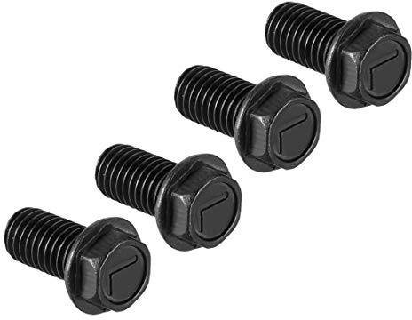 sourcing map M7 x 16 mm Sechskant-Flanschschrauben, Linksgewinde, 8.8 Karbonstahl, Schwarz, 4 Stück