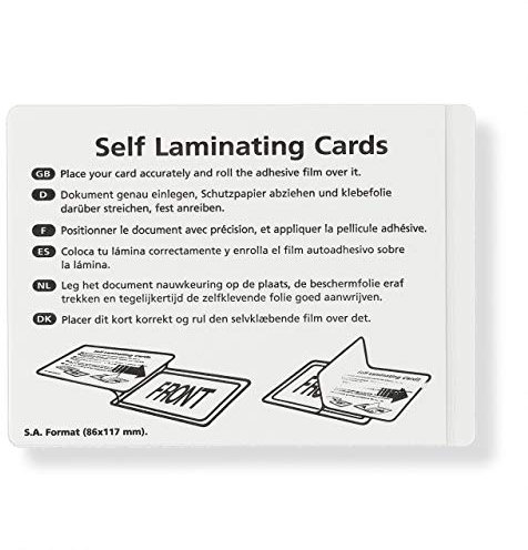 Kaltlaminiertaschen selbstklebend, Laminierfolien aus PET zum Versiegeln und Schützen von Fotos, Speisekarten etc. ohne Laminiergerät, 10er-Set, je 86 mm x 117 mm für A7, transparent