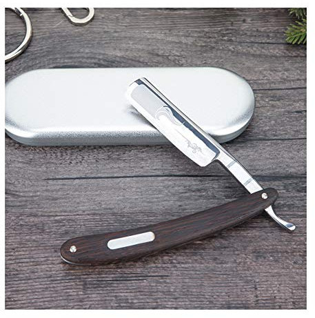 POOPFIY Barbero Navaja de Afeitar Profesional, Tradicional, Mango de Madera, Unisex-Adultos, Aficionados de la Afeitada Tradicional, Profesionales de Peluquería