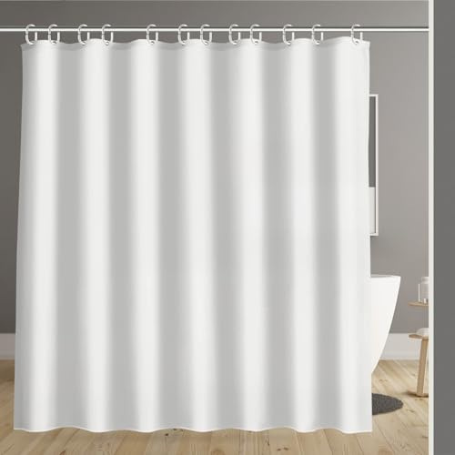 Carttiya Tenda da Doccia in Poliestere, Tenda da Doccia in Tessuto Antimuffa Bianca Impermeabile e Resistente alla Muffa Tende con Anelli di Tenuta e 16 Ganci per Tende, 200x240 cm