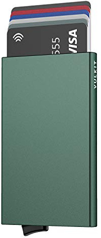 VULKIT Kartenetui Metall Geldbörse RFID Schutz Mini Herren Portemonnaie Geldbeutel Automatisch Pop Up für 5 Karten