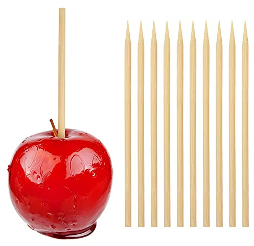 HANSGO 100PCS Wooden Candy Apple Sticks, 5 mm 7 inch Birch Caramel Apple Cotton Sticks Semi Pointed Lollipop Skewer for Festival Party Favor BBQ Corn Dog