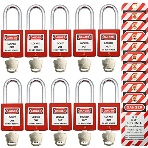 Lockout Tagout Locks, Safety Padlocks, Loto Keyed Differently Lock Out Tag Out Device Plastic with Lockout TagOut Tags