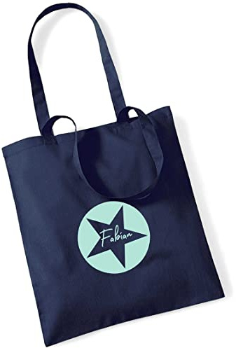 Stofftasche Stern personalisiert mit Namen | Bedruckter Jutebeutel Stoffbeutel für Kinder | Stern-Design mit Name für Schule, Kindergarten