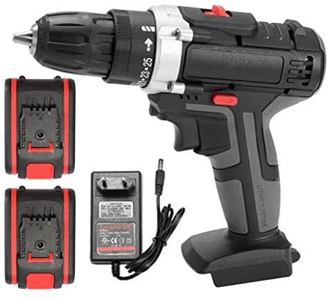 Set di Cacciaviti Elettrici Ricaricabili per Trapano Avvitatore A Batteria 36V, Set di Avvitatori Max 28Nm, Trapano A Percussione 25+1 Coppia con Batterie da 1300Mah, Mandrino da 3/8, 2 velocità