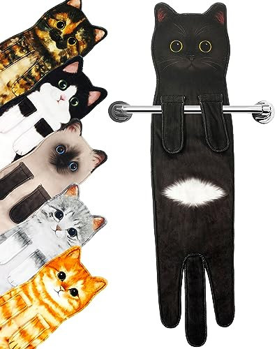 Regali Divertenti Gatto Asciugamani,Casa e Cucina Bagno Decorazioni Asciugamano,Oggetti Per La Casa,Gatto Gadget Utili,Originali Idee Regalo,Compleanno Regali Per Donna/Mamma/Amanti Dei Gatti