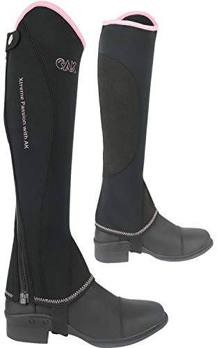 AK Reitchaps aus Neopren mit gebogenem Reißverschluss AKRS-1828 (Schwarz/Rosa, M)