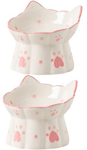 Zerodeko 2 Pz Ciotola in Ceramica Per Animali Domestici Ciotole Per Cani Rialzate Mangiatoia Per Alimenti Con Supporto Piatti Per Cani Animale Domestico Ciotola Di Cibo Per