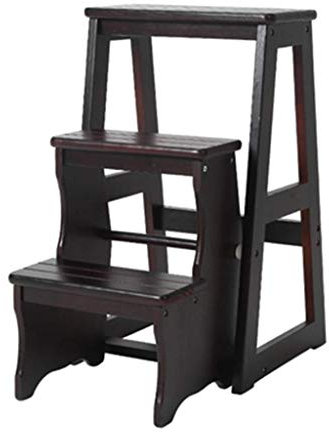 CHEMYO Maison Escabeaux, Escabeau Escalier en Bois Chaise Étagère Escabeau Double Usage Escalade 3 Marches