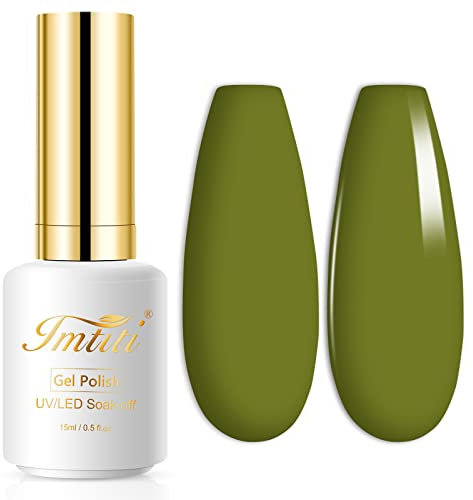 Imtiti Olive Green Gel Nagellack, 1 Stück 15ml Eukalyptusgrün Gel Nagellack Farbe, Soak Off Gel Polish Nagelkunst Maniküre Salon DIY Nagellampe Gel Nageldesign Weihnachtsdekoration.