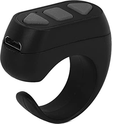 Bluetooth Fernbedienung Scrolling Ring für Fingerspitzen Seitenwender Kamera Fernauslöser Selfie Taste Controller für IOS für Android für Harmony OS(Schwarz)