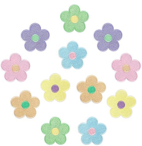 Sibba 12 Stück Patches Bügelflicken Kinder Applikation Flicken Zum Aufbügeln Bestickte Bügelbilder Aufnäher Für DIY T-Shirt Jeans Kleidung Taschen Mützen Reparieren Sie Das Loch