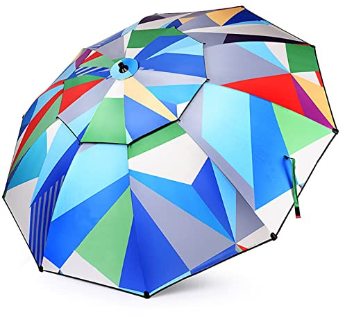 Parasol Fishing Umbrella Beach Umbrella Outdoor Sunshade Umbrellas - with Telescoping Pole, Floor Fork/Carry Bag, 360° Rotation, Rainproof, Sunscreen, Garden Shade Sails Canopy