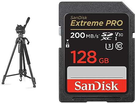 Hama Stativ Kamera Action 153 3D & SanDisk Extreme PRO SDXC UHS-I Speicherkarte 128 GB